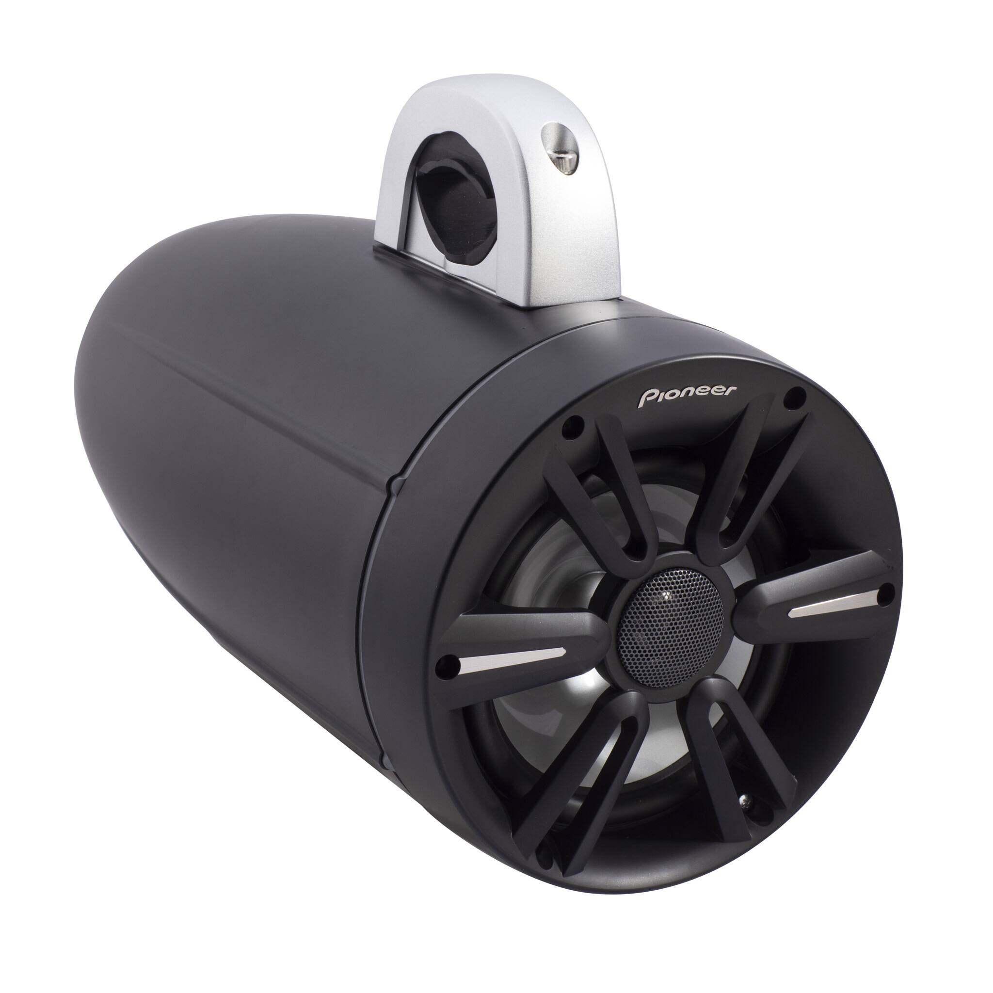 Angle. Pioneer - 7.7" IPX7 Rated Tower Speaker with Built-In RGB LED Lighting - Black with Sports Grille - Black.