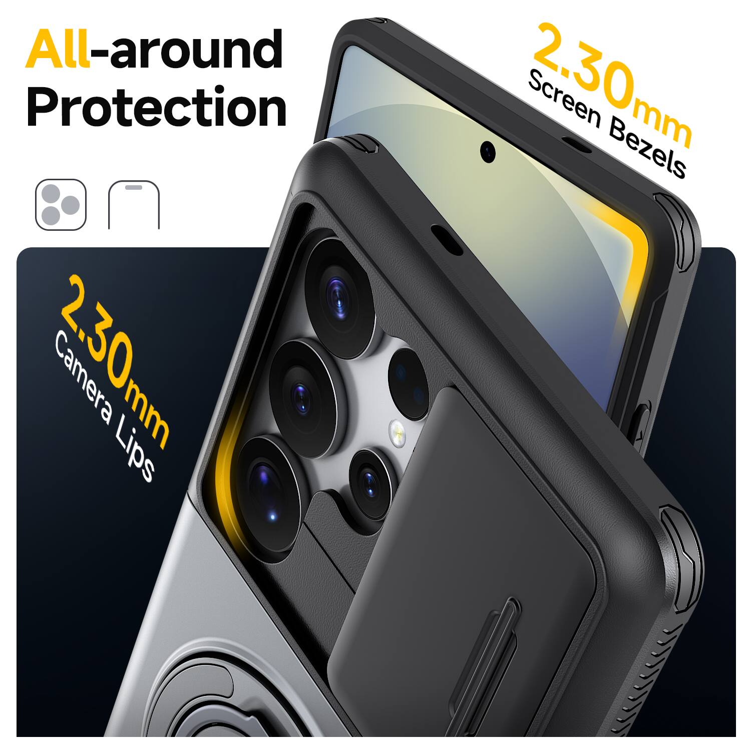 All-around Protection  
2.30mm Camera Lips  
2.30mm Screen Bezels