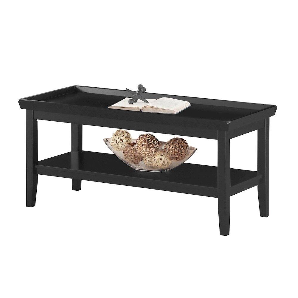 Angle. Convenience Concepts - Ledgewood Coffee Table with Shelf - Black.