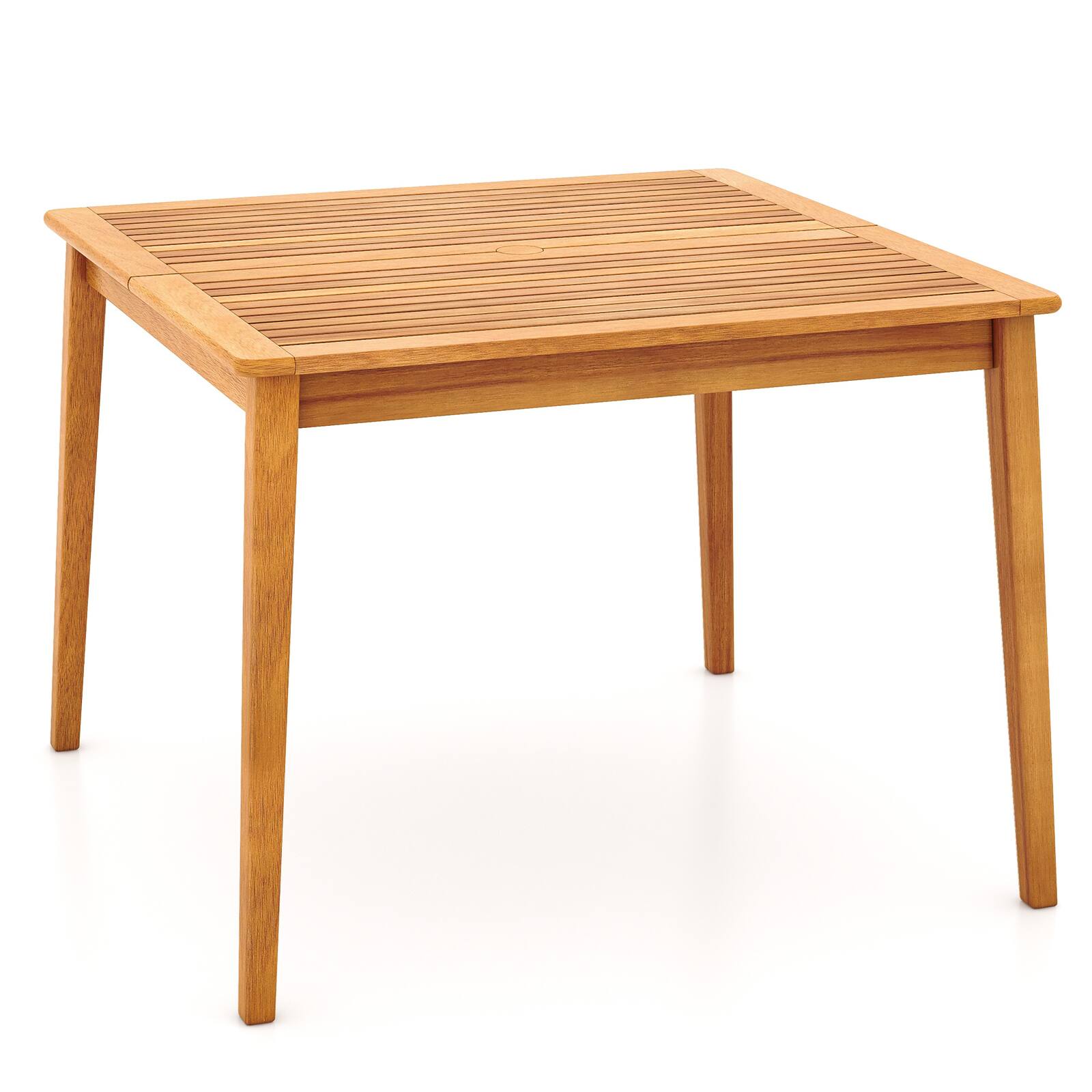 Front. Sugift - 39 Inch Acacia Wood Dining Square Bistro Table with 1.96 Inch Umbrella Hole - Natural.