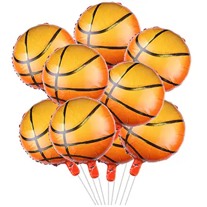 Front. Vulpecula Spade - 10pcs Basketball Balloons 18inch Basketball Birthday Decorations Aluminum Foil Sports Mylar Balloons Basketball Party - Basketball.