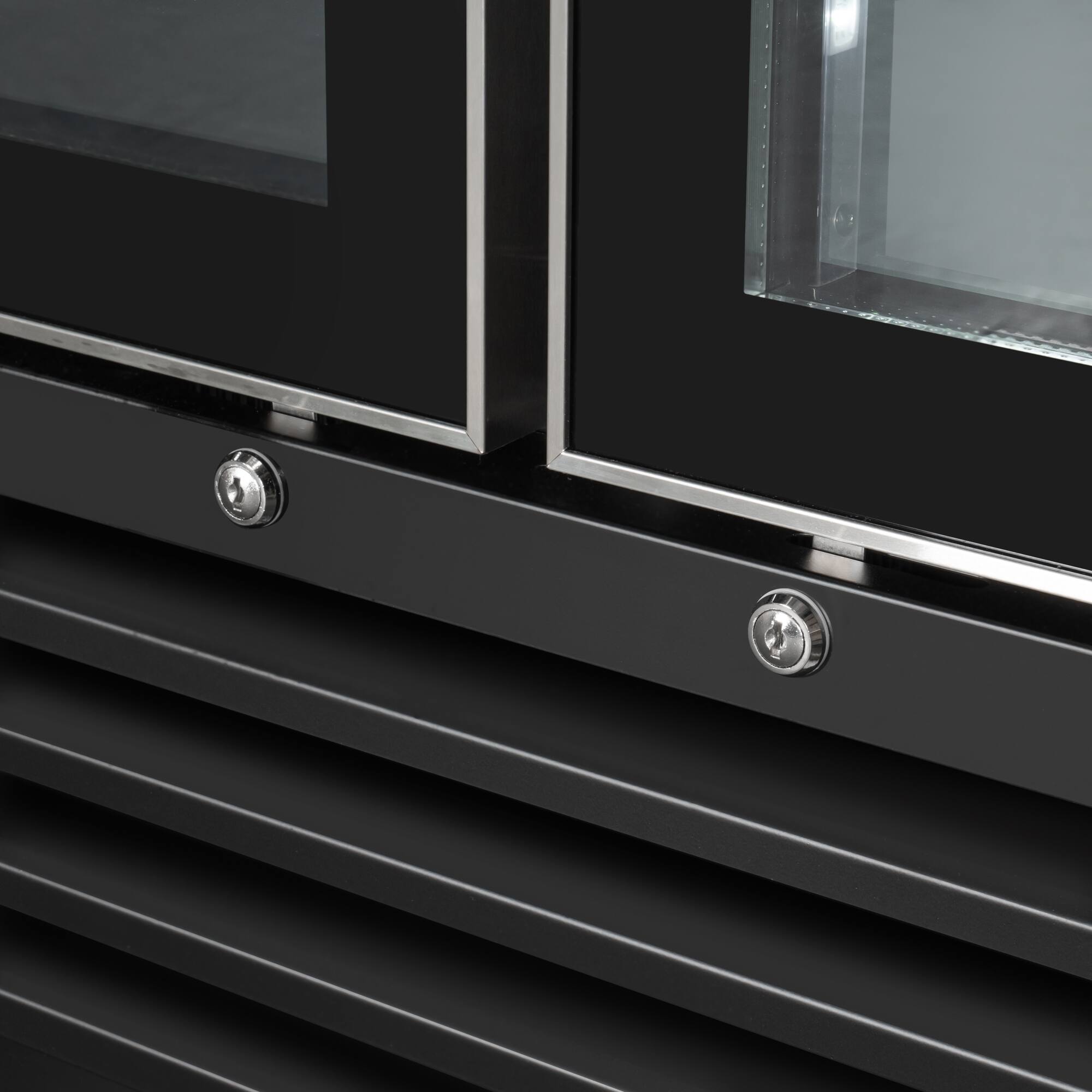 Alt View 5. Koolmore - 47 in. Two-Door Commercial Display Merchandiser Refrigerator in Sleek Black, 35 cu. ft. ETL Listed (KM-MDR-2GD-35CNL-BK) - Matte Black.