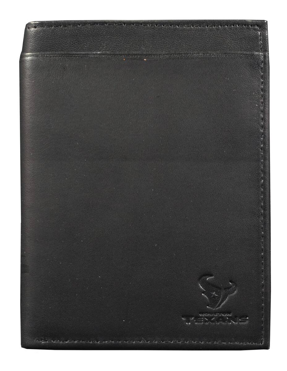 Rico Industries - Houston Football Texans Black Leather RFID Blocking Passport Holder Cover Travel Billfold Wallet for Men & Women - Multi
