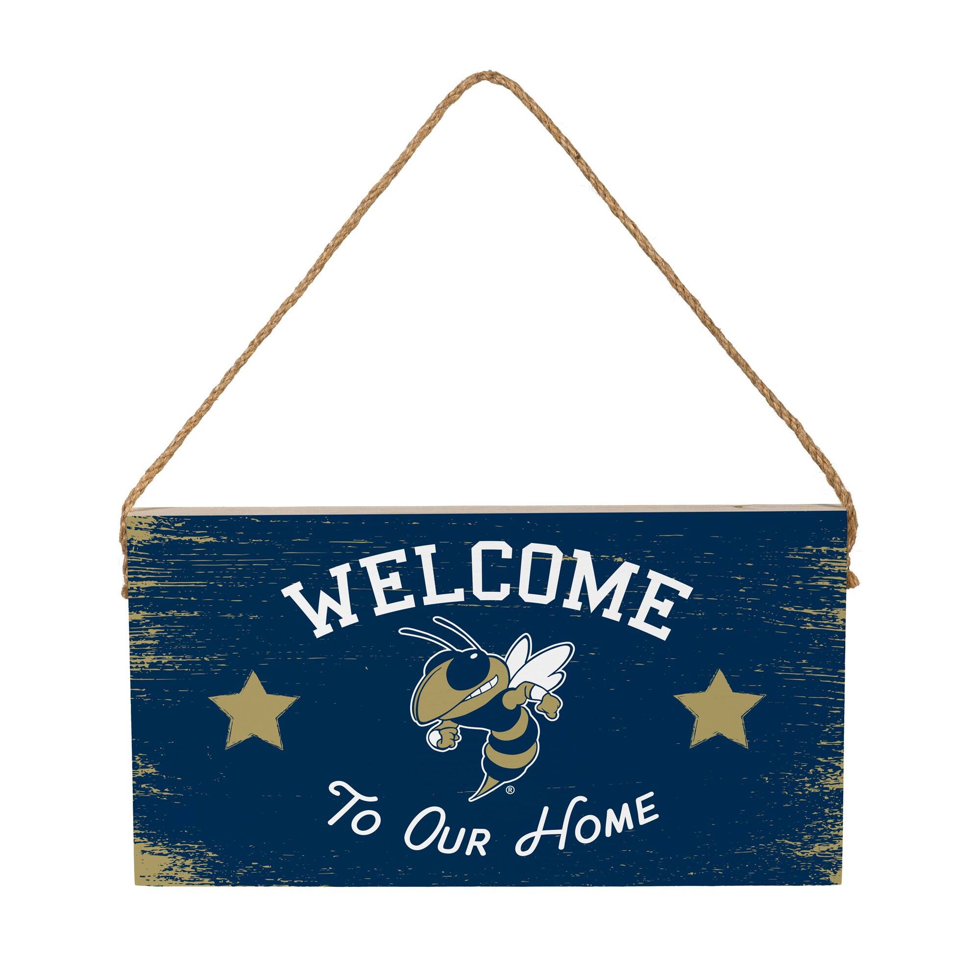 Georgia Tech Yellow Jackets 6" x 11" Welcome Home Wood Wall Sign with Rope Hanger