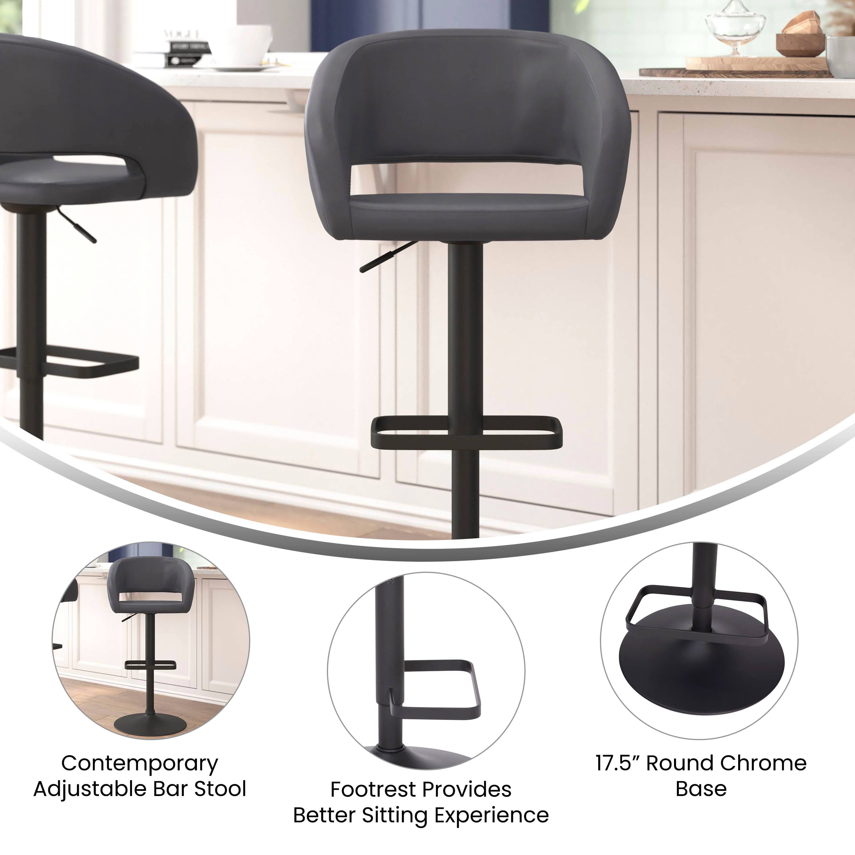 Contemporary Adjustable Bar Stool Footrest Provides Better Sitting Experience  
17.5" Round Chrome Base