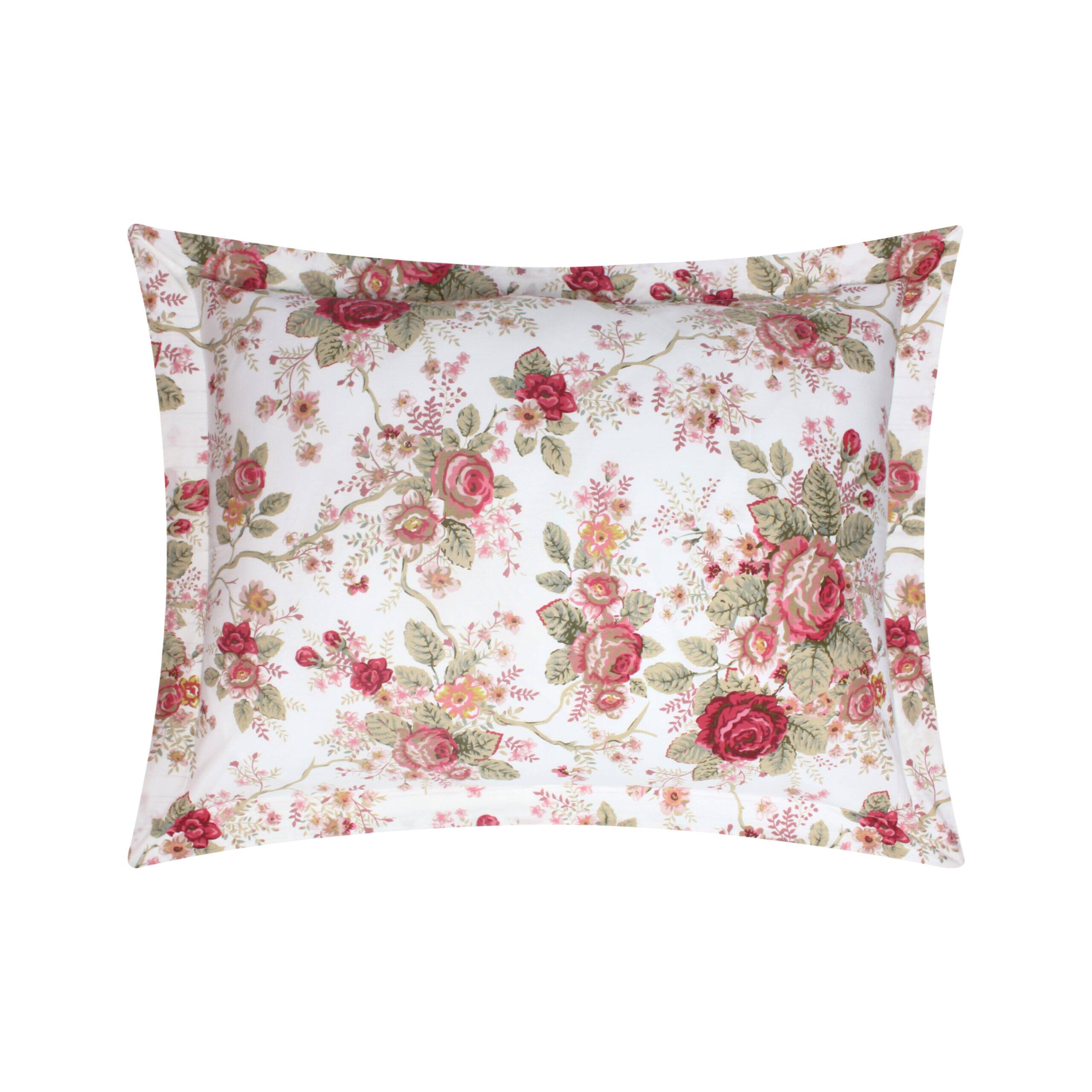 Angle. BreeBe - Antique Rose Duvet Sham King - Ivory.
