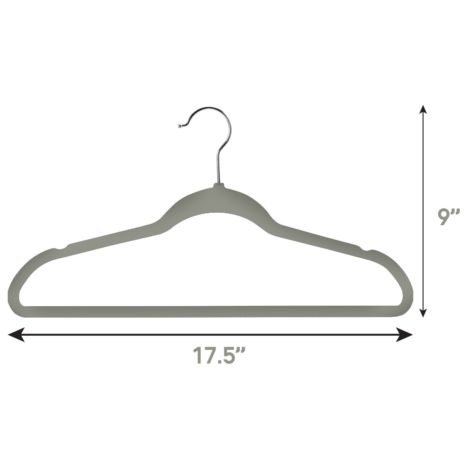 Alt View 2. Elama - Elama Home 50 Piece Flocked Velvet Clothes Hangers with Stainless Steel Swivel Hooks in Gray - Gray.
