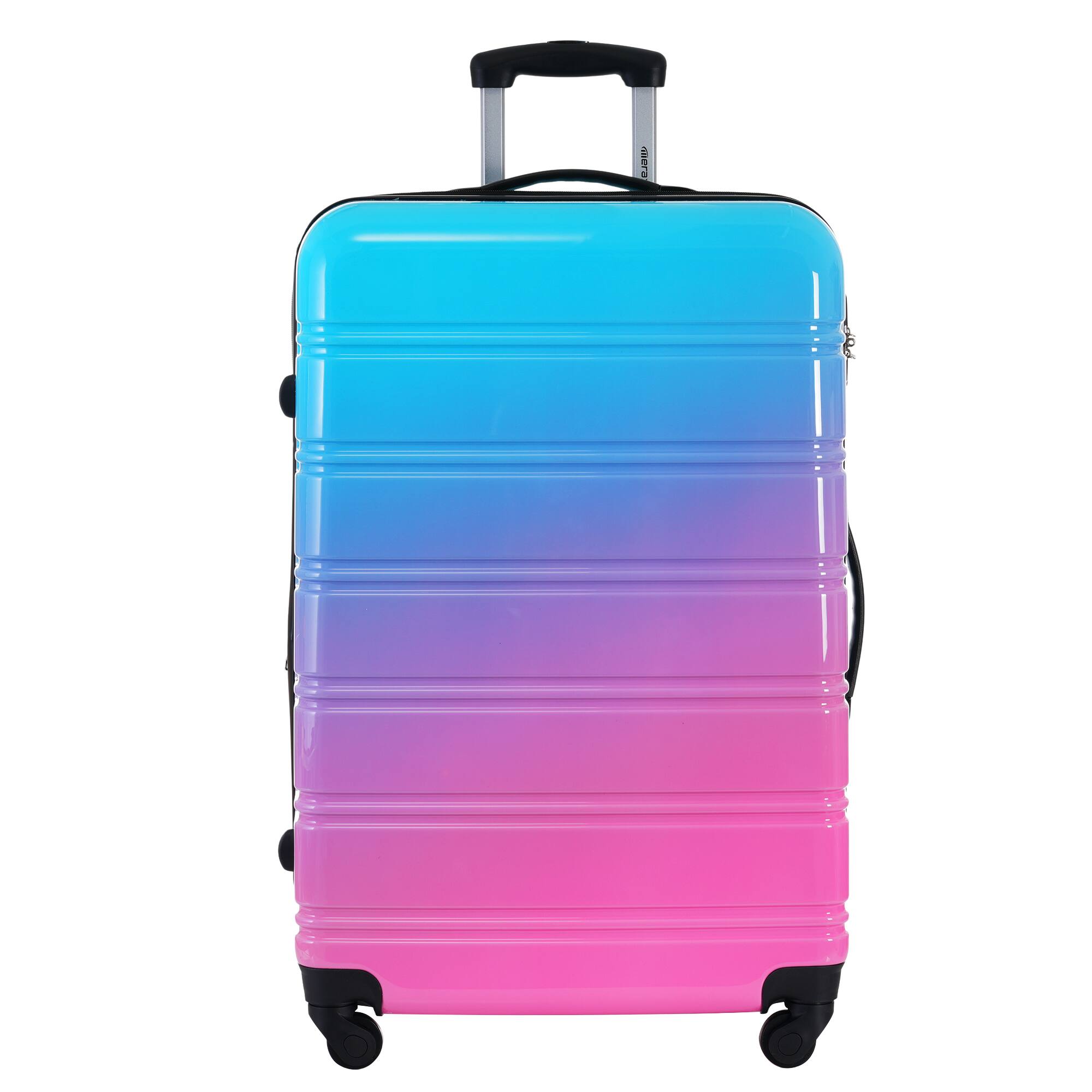 Back. APRILSOUL - Hardshell Luggage Sets 3 Piece Gradient Color Expandable Suitcase with Spinner Wheels and TSA Lock Blue and Red - Blue and Red.