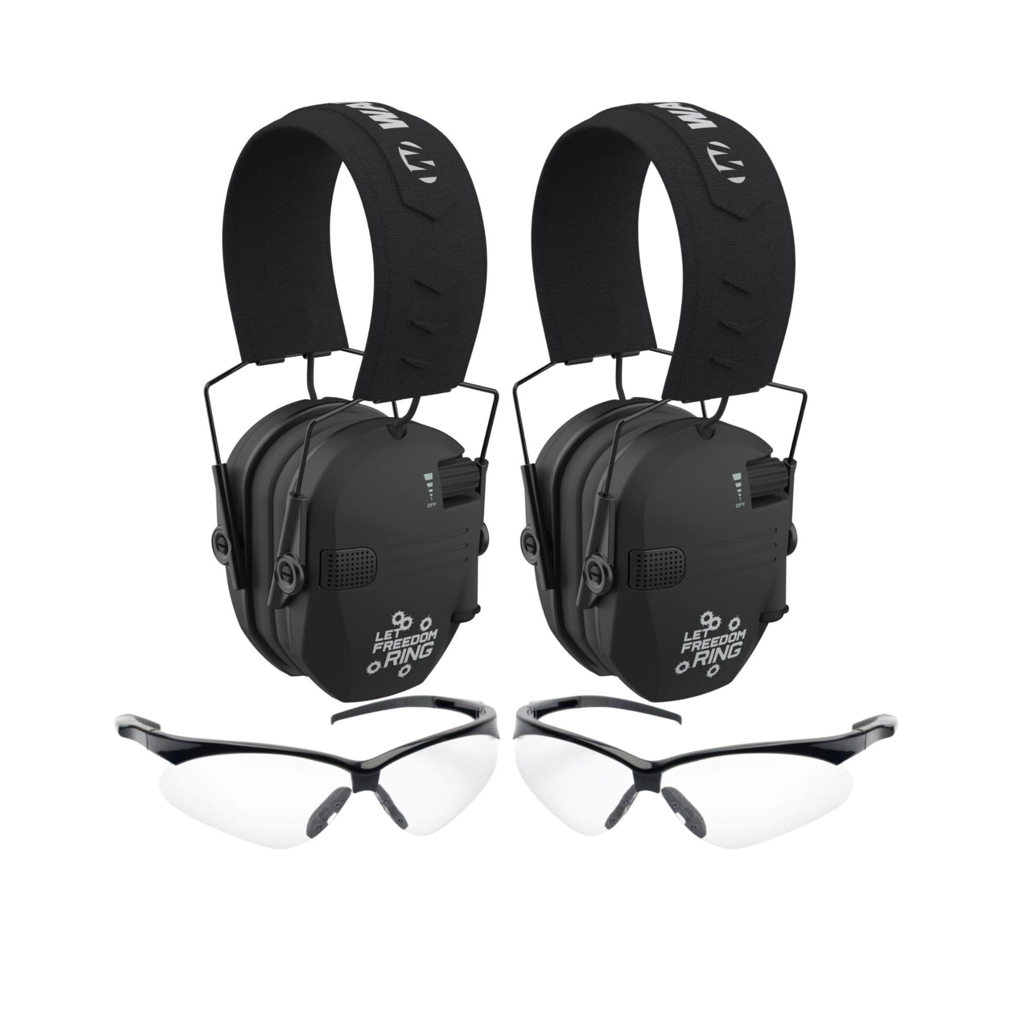 Walkers - Razor Slim (Let Freedom Ring) Earmuffs with Shooting Glasses(2-Pack) - Black