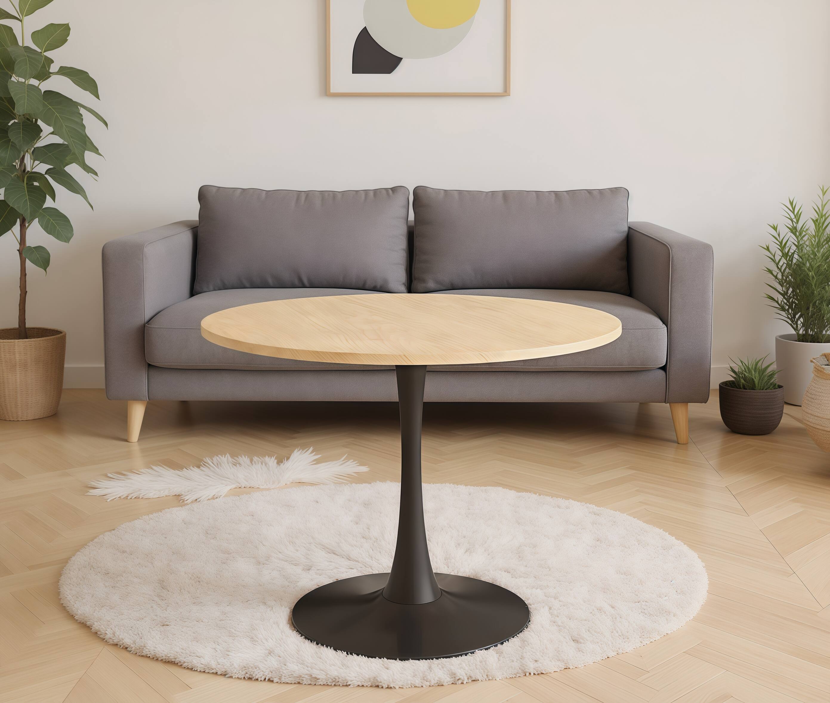 Alt View 1. PexFix - 23.6" Minimalist Round Dining Table, Space-Saving Coffee Table for Kitchen & Living Room - Natural.