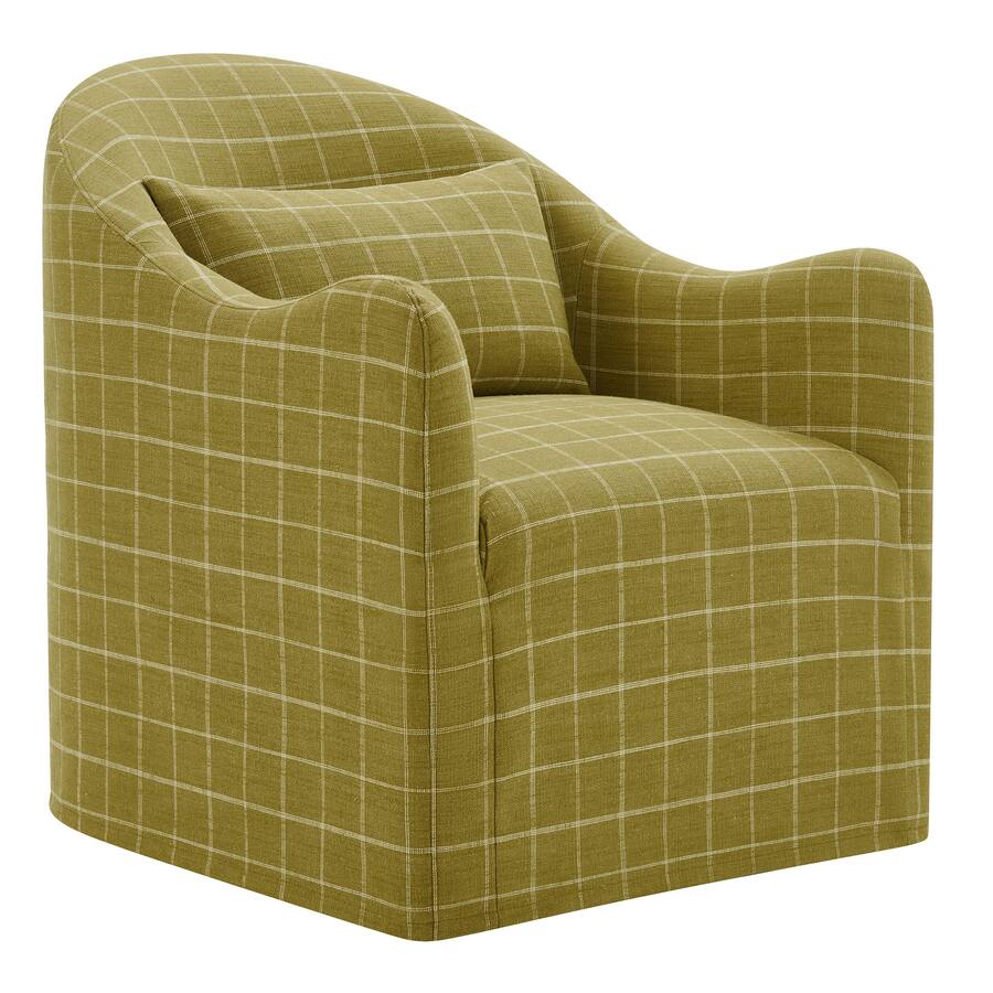 Good Reception Form Bardot Linen Blend Accent Chair by Modway Artichoke Windowpane Check ...