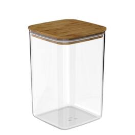 OU - Airtight Food Storage Container 3.7qt, Plastic Stackable Kitchen Pantry Organizer w Bamboo Lid