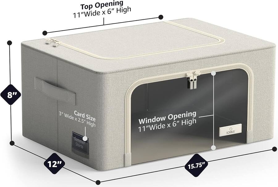 4148 Sf Sorbus 1 Pack Storage Bins with Metal Frame, Foldable Clothes Organizer ...