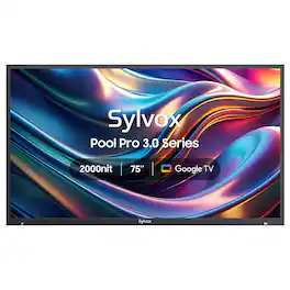 Sylvox - 75" Class Pool Pro3.0 Series Full Sun Smart Outdoor TV, 2000Nit 4K UHD LED Google TV, IP55 Waterproof(2025)