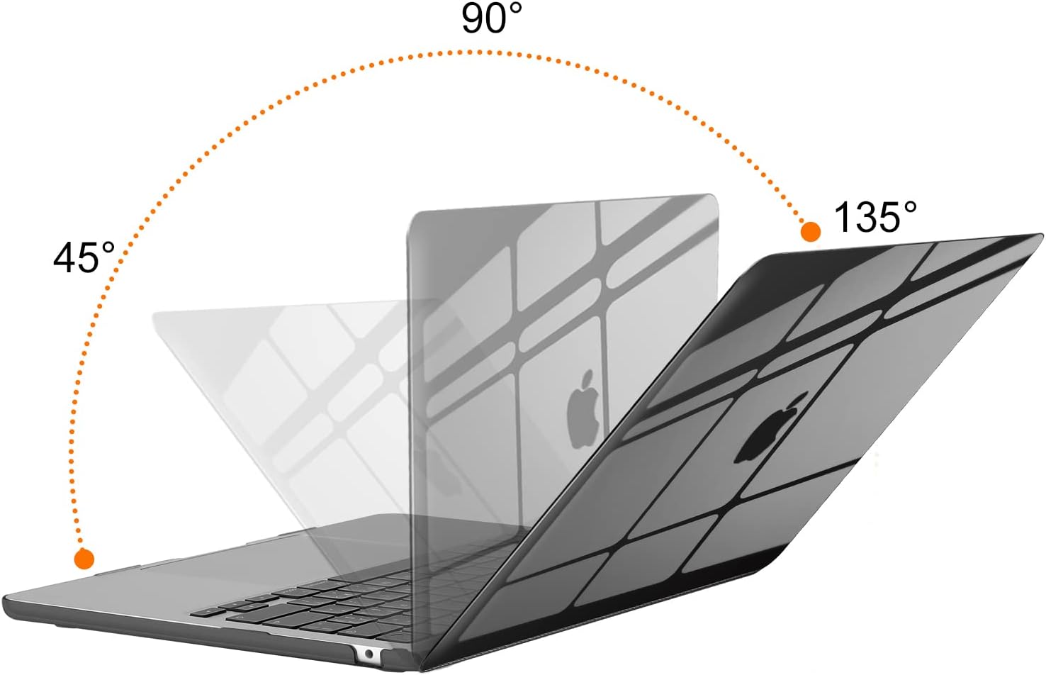 Back. mosiso - Laptop Case for MacBook Air 13 inch Case M5 A3449 M4 A3240 M3 A3113 M2 A2681 2022-2026 - Smoke Black.