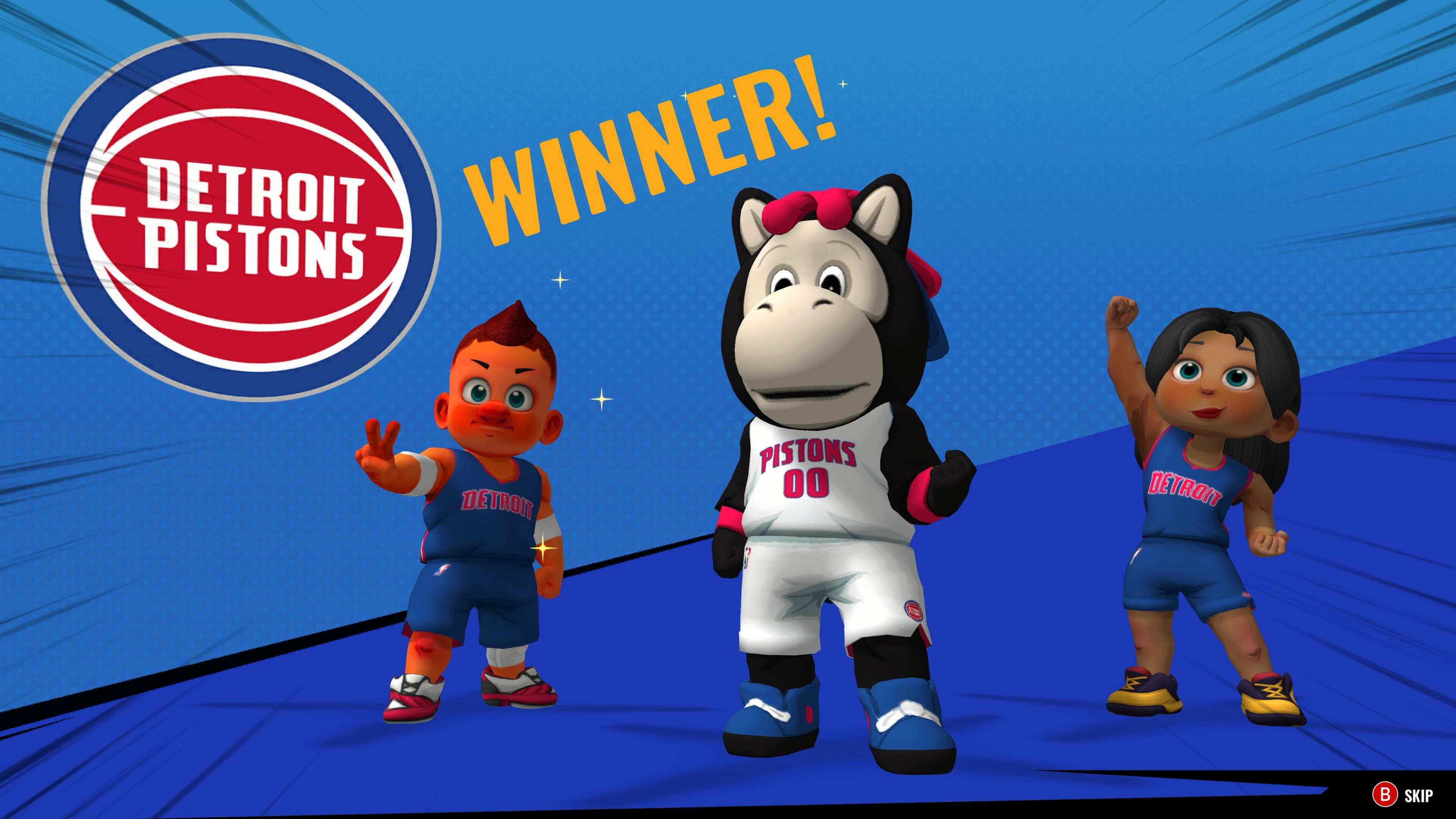 Group: "Detroit Pistons" and "Detroit"
Corrected text: "Detroit Pistons Winner!"