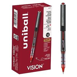 uni-ball - Vision Rollerball Pen, Micro Point, 0.5mm, 12/Pack - Red Ink