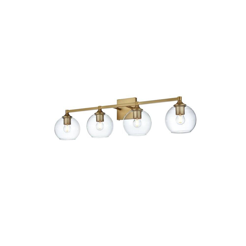 Left. Living District - Eero 33 inch Wall Sconce in Satin Gold - Satin Gold And Clear.