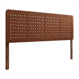 FurniFact - Vegan Leather King Headboard withDesign and Durable Frame - Brown