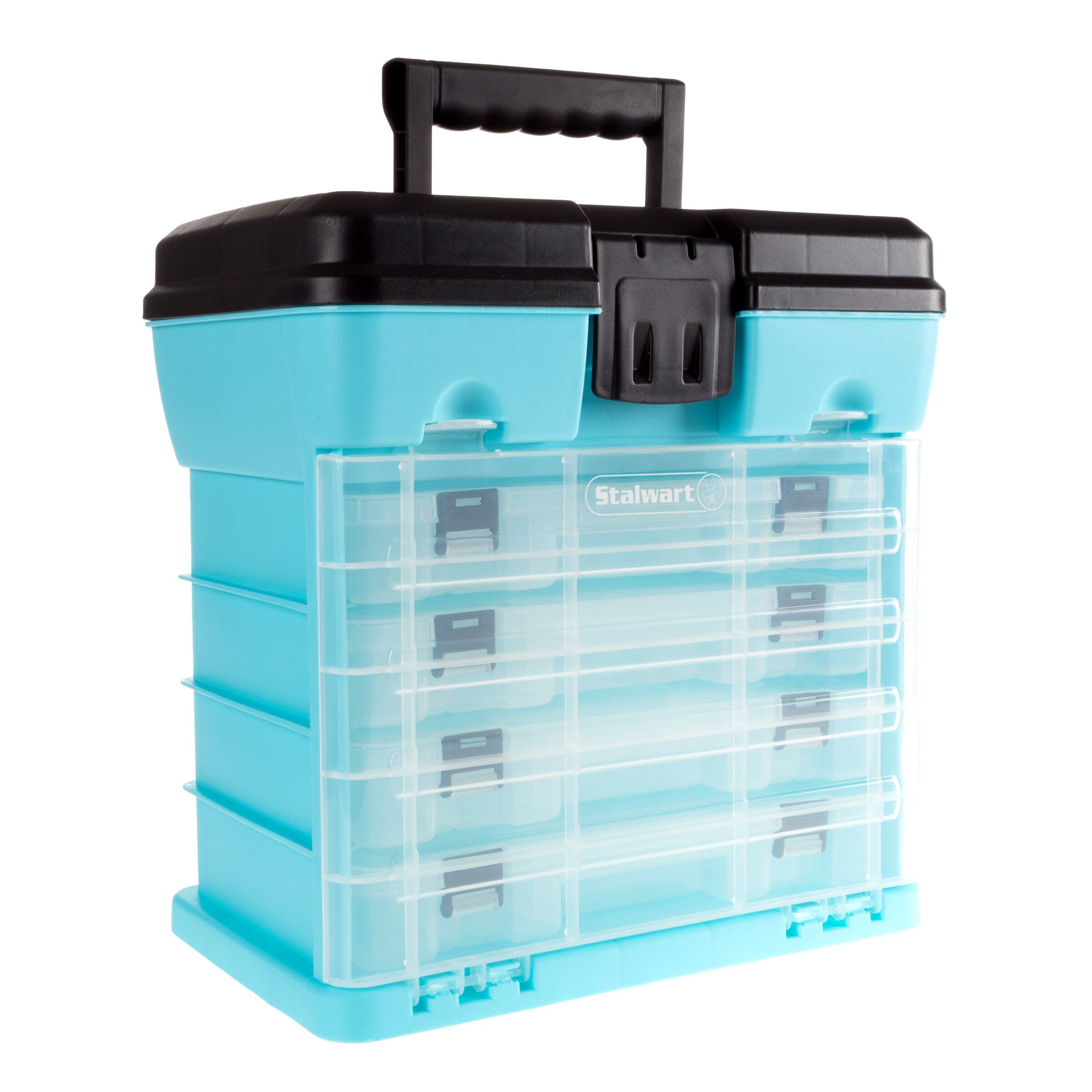 Alt View 1. Stalwart - Small Part Organizer Tool Box - Light Blue and Black.