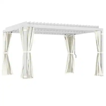 Front. Outsunny - 10' x 13' Louvered Pergola Hardtop Gazebo with Adjustable Aluminum Roof and Frame, Outdoor Pergola - Cream White.