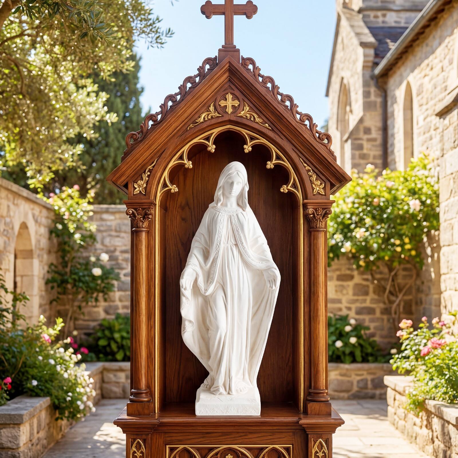 Alt View 4. Costway - Costway 31.5" Tall Outdoor Religious Sculpture with Aged Finish for Yard, Patio, Lawn - White.