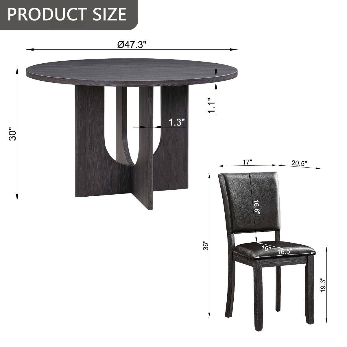 PRODUCT SIZE
47.3"
30"
1.3"
1.1"
17"
20.5"
36"
16.8" 16" 16.5"
19.3"