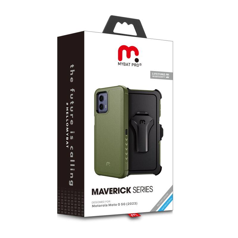 MYBAT PRO, the LIFETIME WARRANTY, HELLOMYBAT is calling, MAVERICK SERIES, DESIGNED FOR Motorola Moto G 5G (2023), MILITARY ANTIMICROBIAL