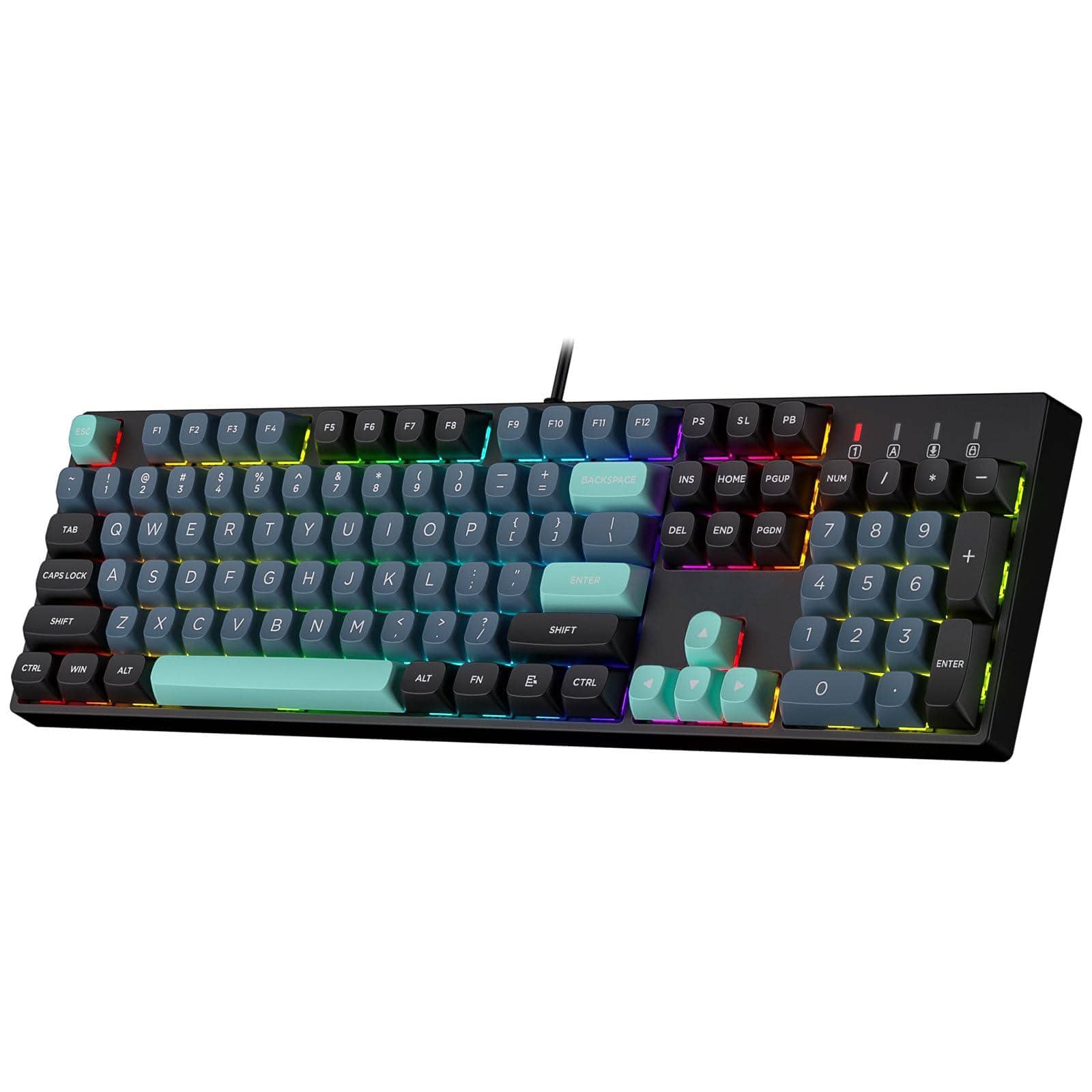 PO3TICJUNKI3 - K582 Rgb Mechanical Gaming 104 Keys Standard Layout With Double-shot Abs Keycaps Dynamic Backlit & Linear R - Dark Jade