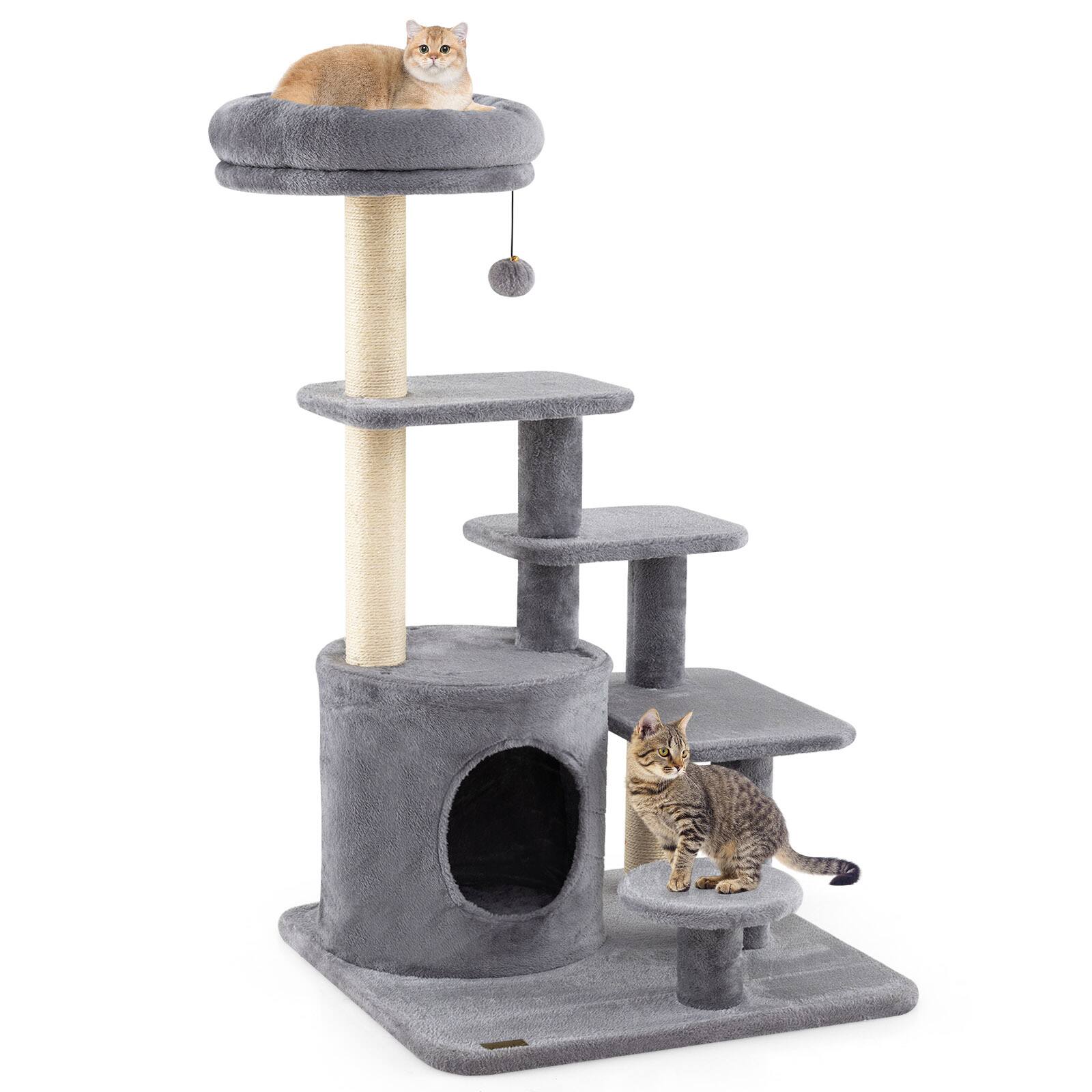 Alt View 9. Gymax - Gymax 40'' Multi-level Cat Tower w/Condo Padded Perch Bed Sisal Scratching Posts Ball Gray.