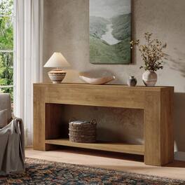 Tribesigns - 70.9-Inch Console Tables for Entryway, Narrow Wooden Long Sofa Table Behind the Couch, Farmhouse Fluted Hallway Accent T - Light Brown