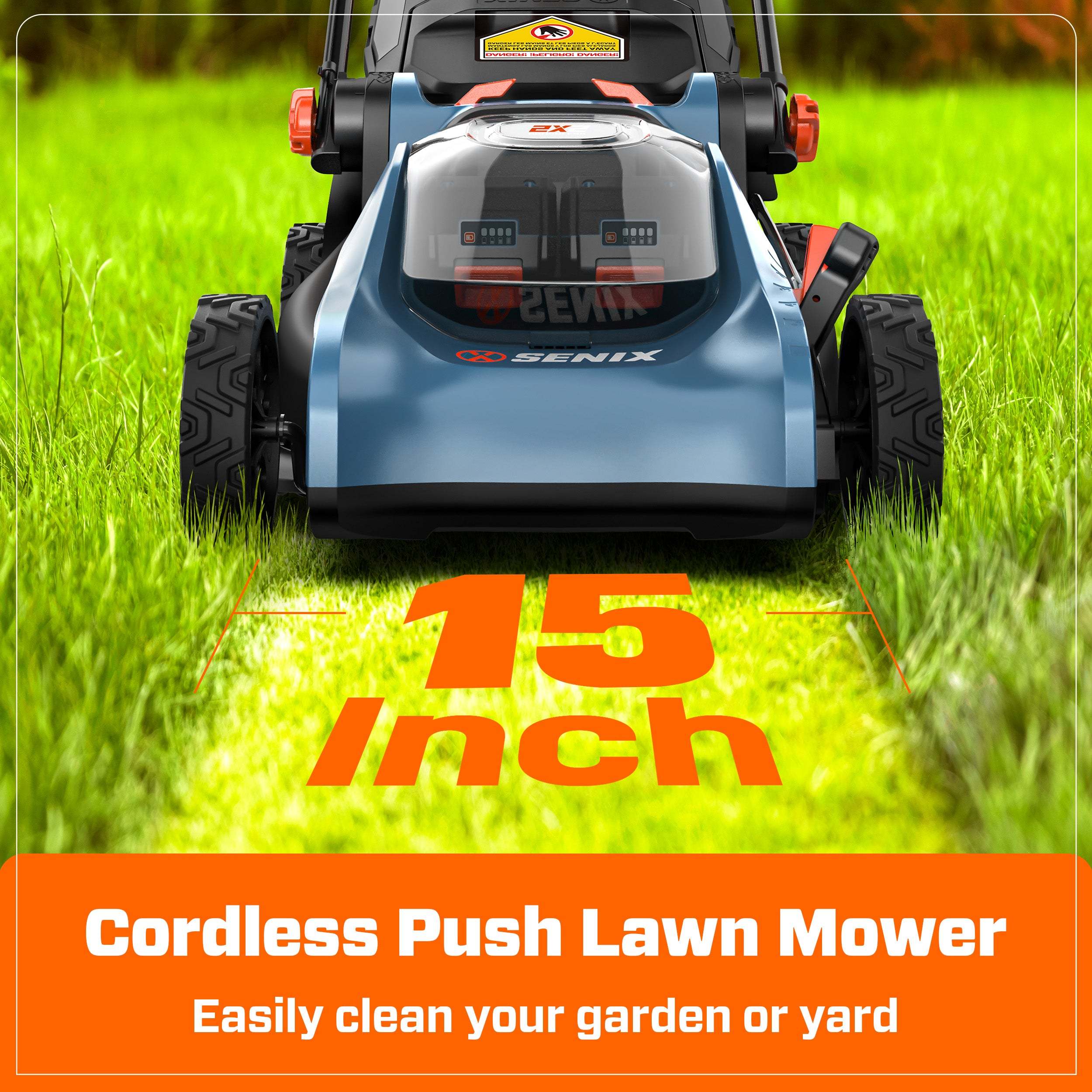 15 Inch  
Cordless Push Lawn Mower  
Easily clean your garden or yard