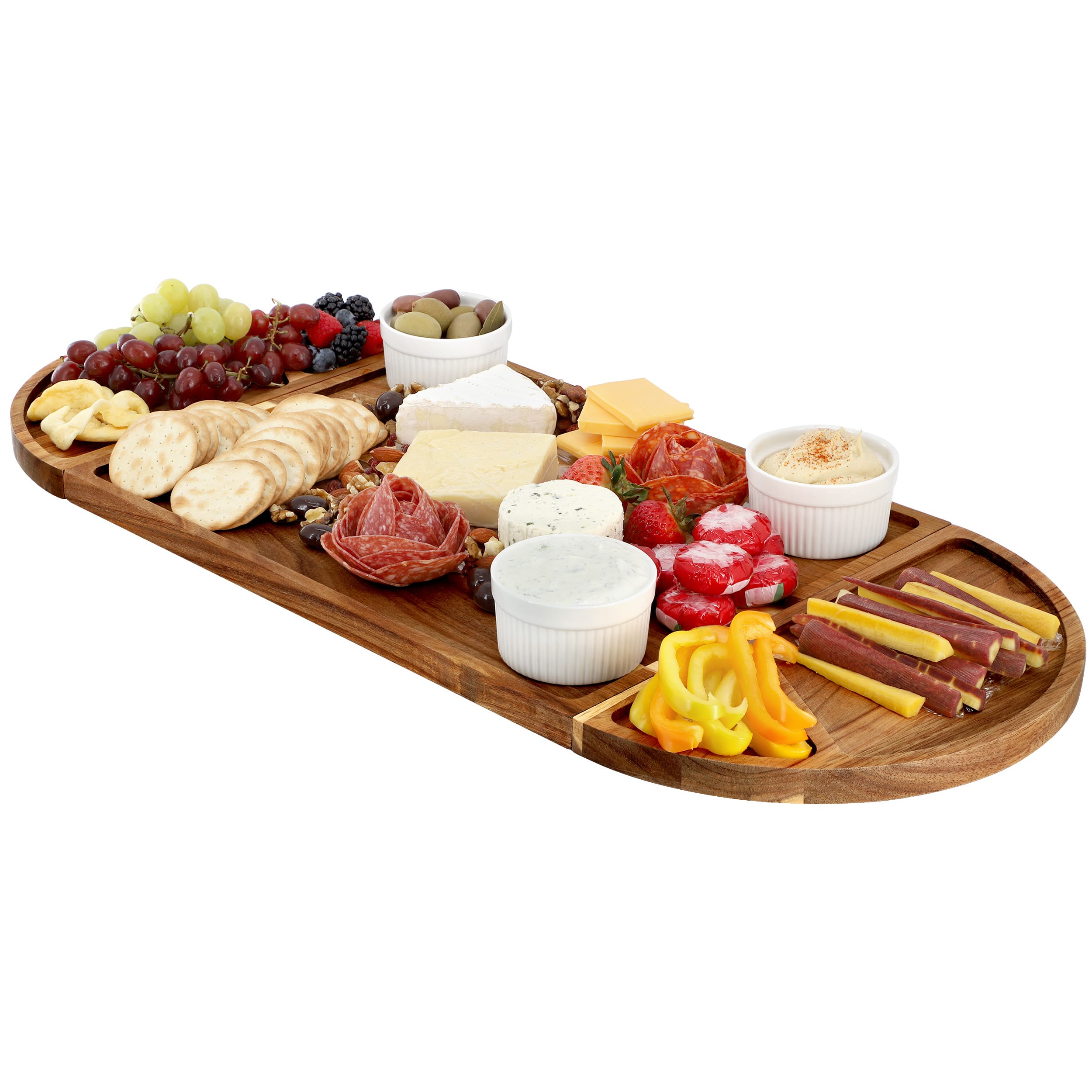 MegaChef - 3 Piece Acacia Wood Cutting Board with Maganitized Serving Board Platter - Brown