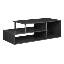 FurniFact - Low Profile TV Stand Wood Finish with Composite Construction - Black