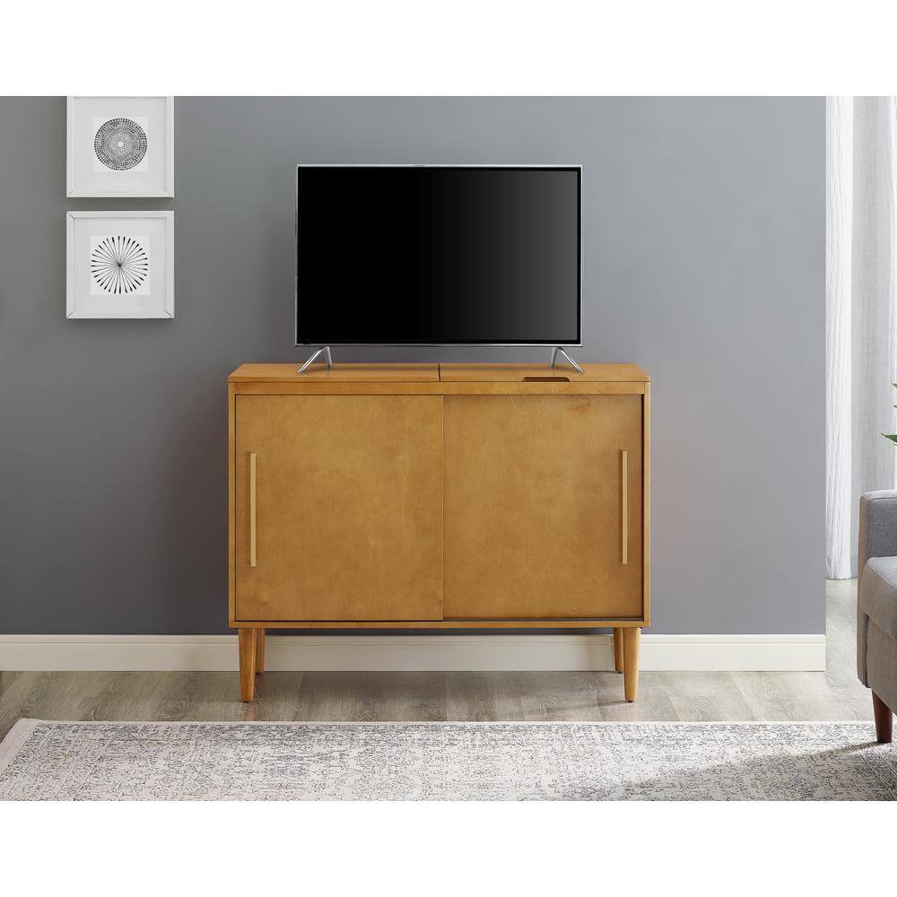 Alt View 1. Crosley Furniture - Everett Large Record Player Cabinet With Vinyl Storage - Acorn.