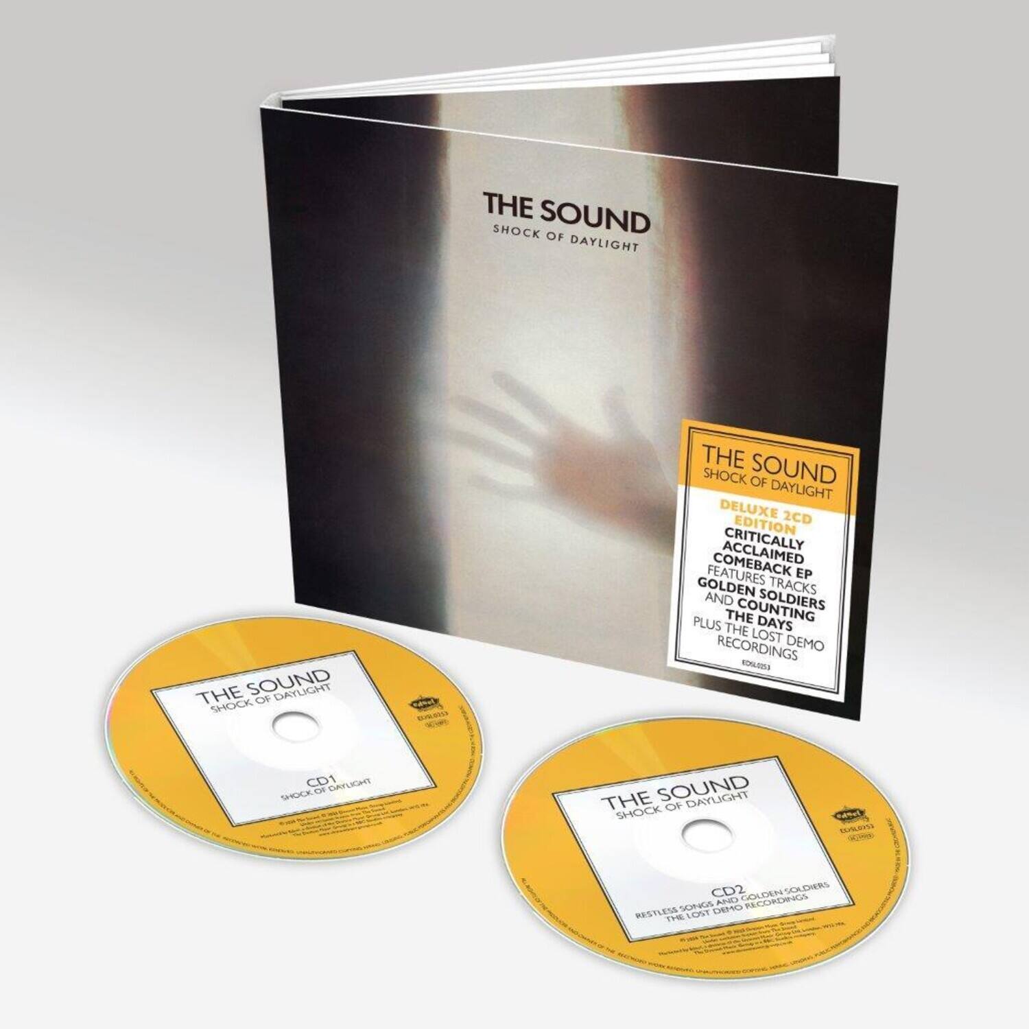 **THE SOUND**  
**SHOCK OF DAYLIGHT**

**DELUXE 2CD EDITION**

**CRITICALLY ACCLAIMED COMEBACK EP**  
**FEATURING GOLDEN TRACKS AND SOLDIERS**  
**PLUS THE COUNTING DAYS LOST DEMO RECORDINGS**

**CD1**  
**THE SOUND**  
**SHOCK OF DAYLIGHT**

**CD2**  
**GOLDEN SOLDIERS RESTLESS SONGS**  
**THE LOST DEMO RECORDINGS**