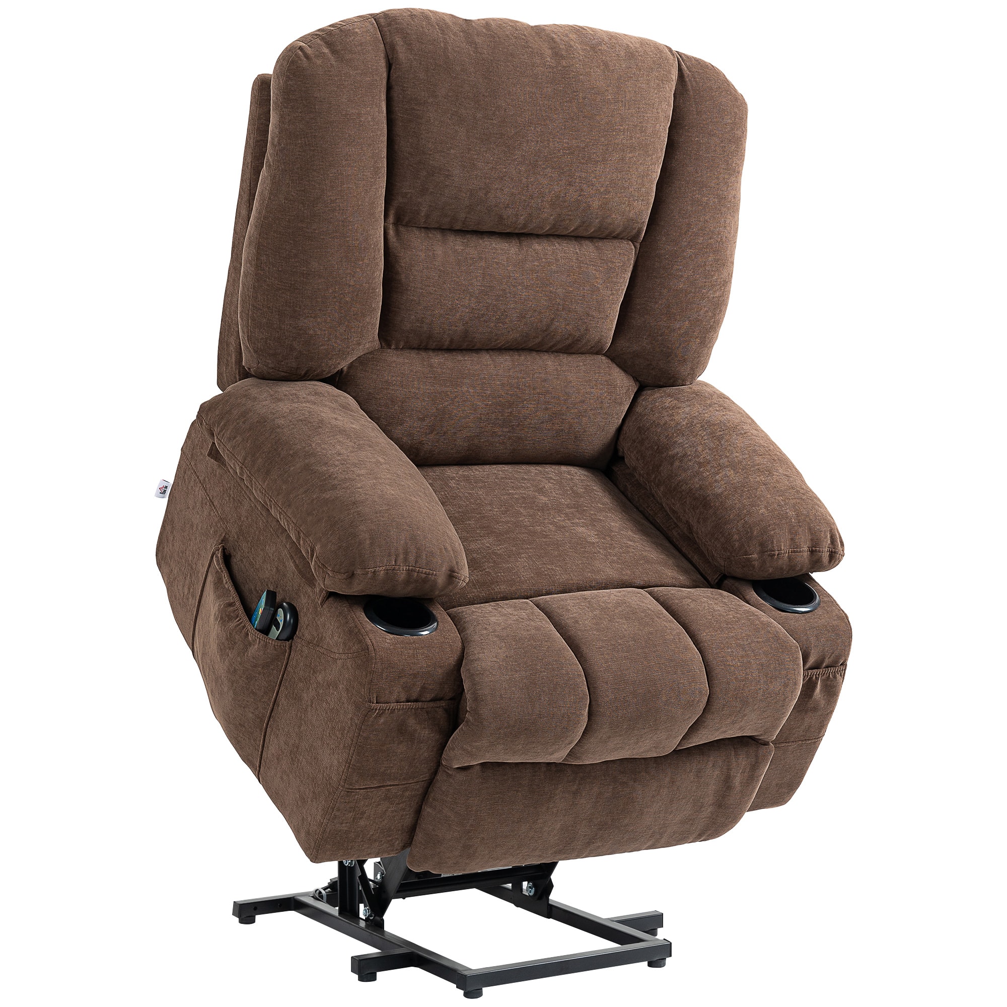 Homcom - Power Lift Recliner Chair Sofa with Vibration Massage and Heat, Fabric Lift Chair for Elderly, Massage Recliner Chair - Brown