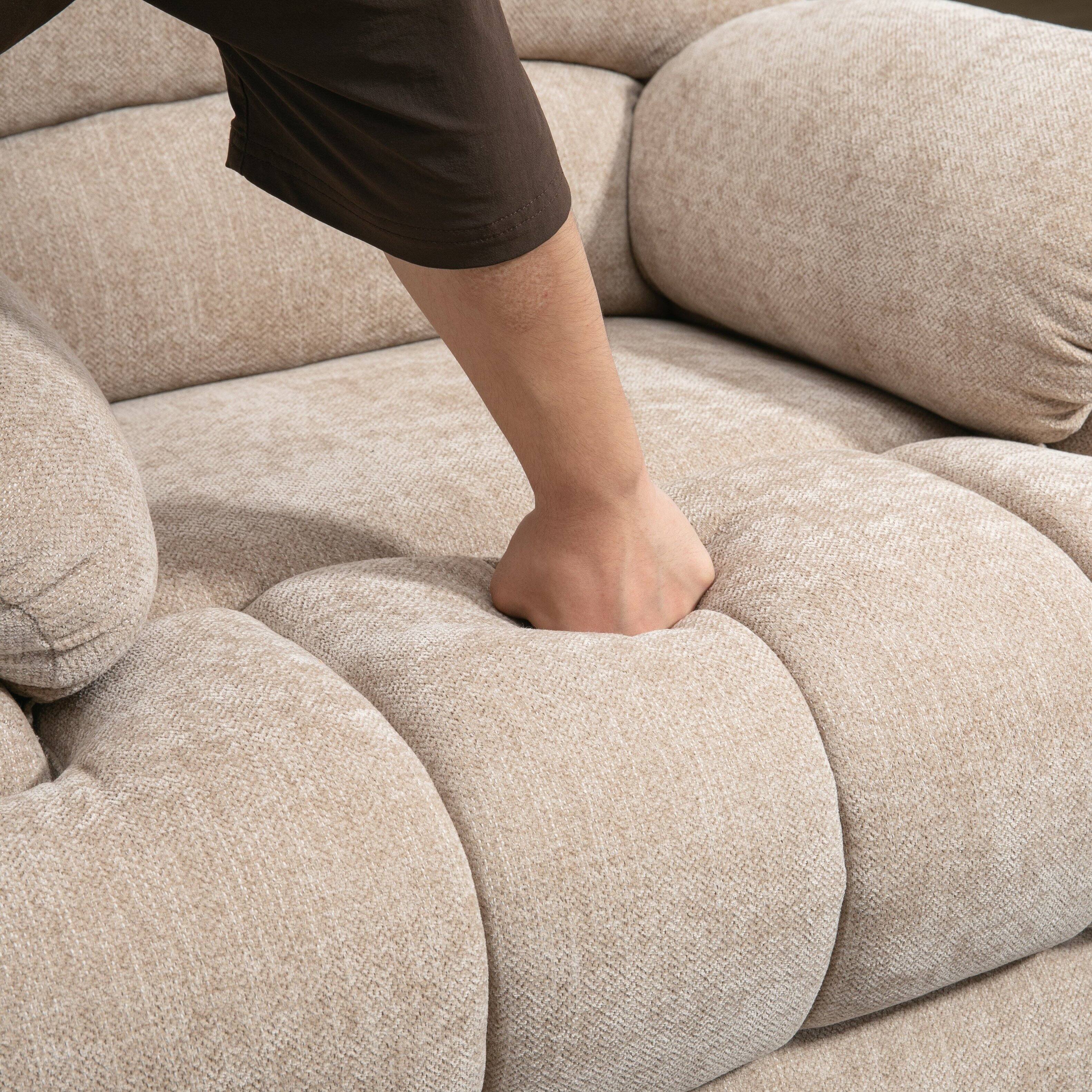 Alt View 4. Boyel Living - Beige Large Size Chenille Power Lift Recliner Chair with 8 Point Vibration Massage and Lumbar Heating - Beige.