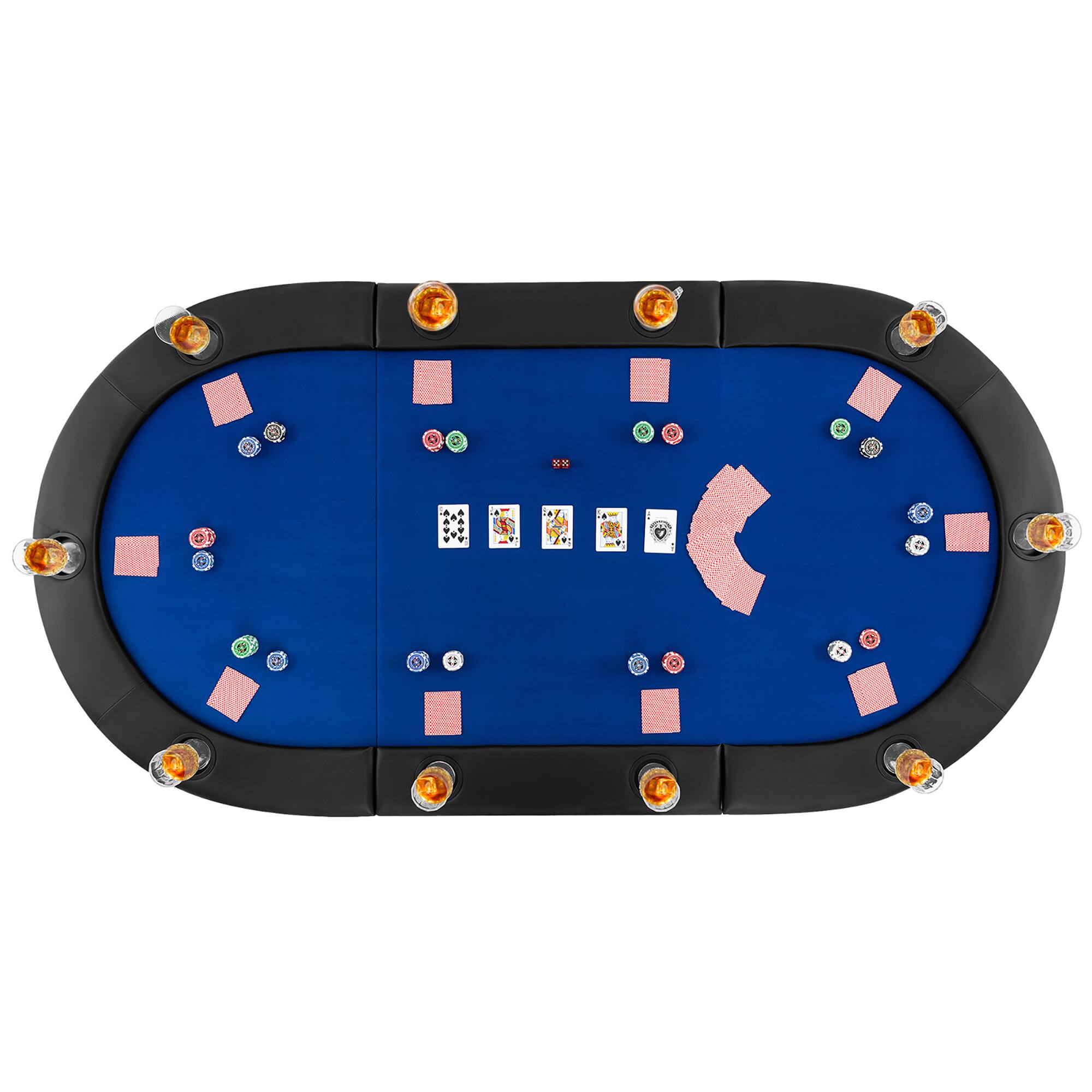 Alt View 9. Gymax - Gymax 84'' x 42'' 10-Player Foldable Padded Poker Table Top w/ Carrying Bag Cup Holders Blue - Blue.