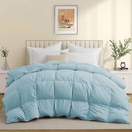 Peace Nest - All-Season Medium Warmth Duvet Insert White Goose Feather Comforter - California King - Blue
