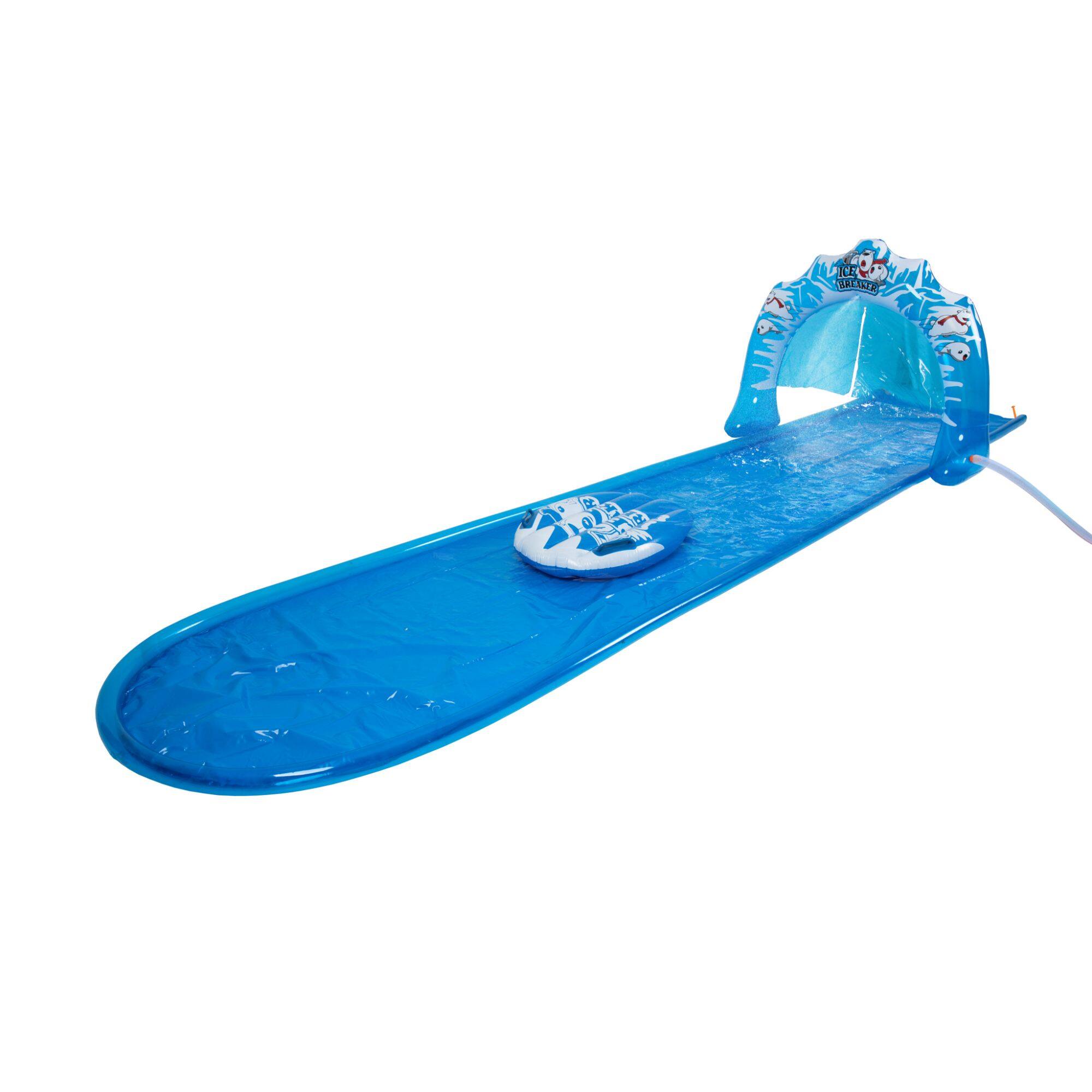 Alt View 3. Pool Central - Inflatable Ice Breaker Lawn Water Slide - 16' - Blue and White - Blue.