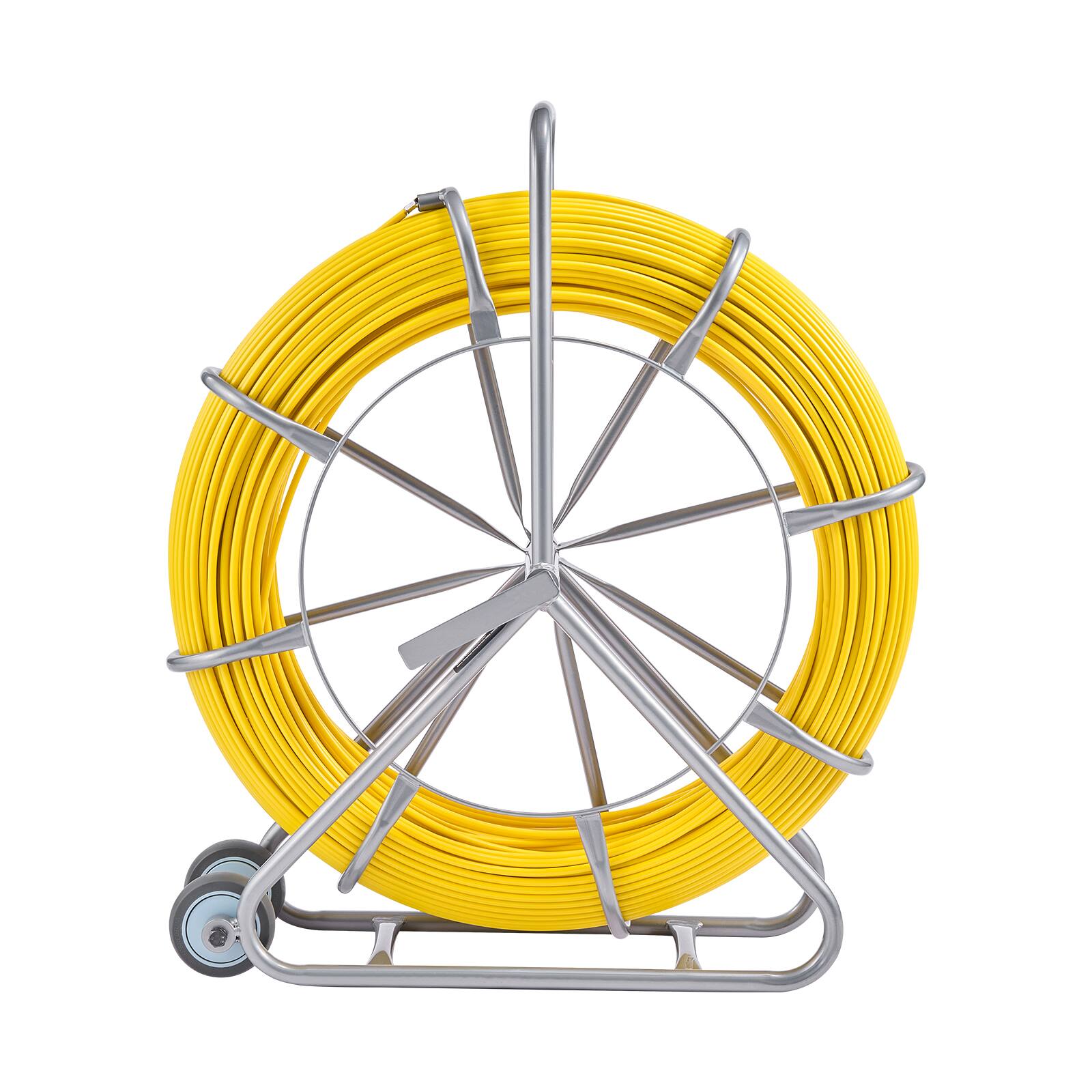 Alt View 5. VEVOR - Fish Tape Fiberglass, 656 ft, 5/16 in, Duct Rodder Fishtape Wire Puller, Cable Running Rod with Steel Reel Stand - Silver;Yellow.