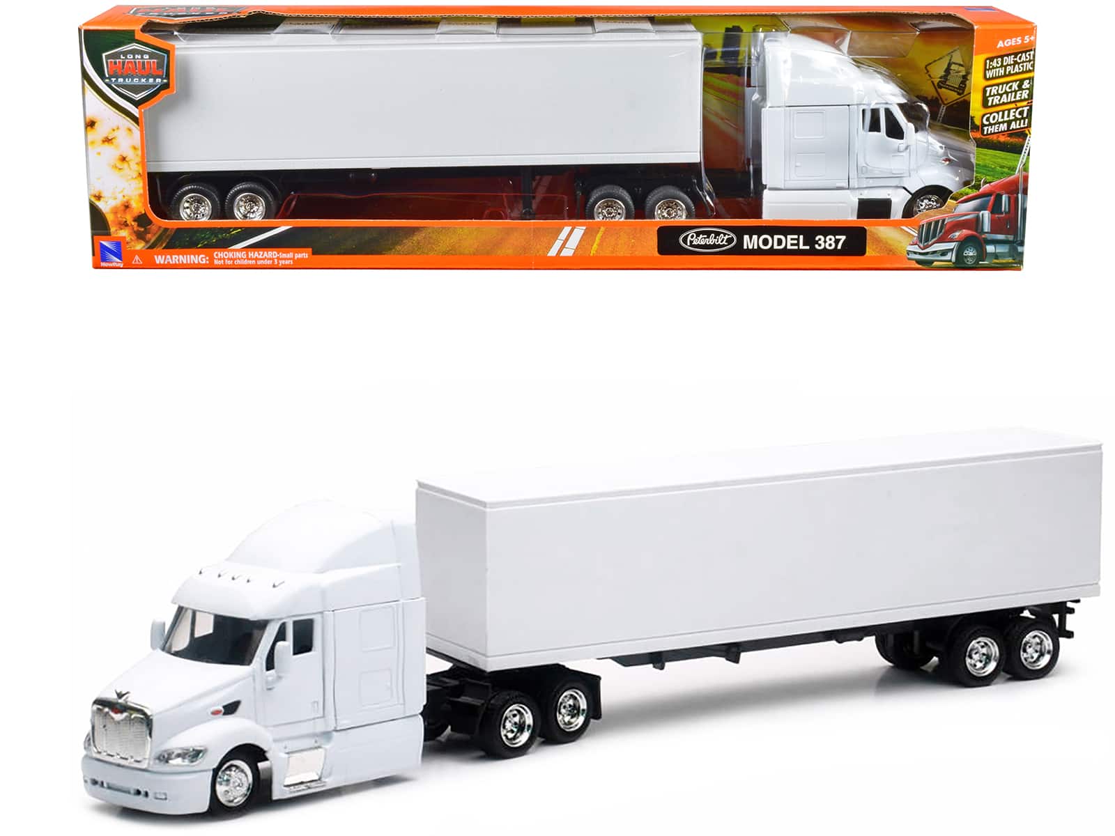"Peterbilt 387 Truck with Dry Goods Trailer White ""Long Haul Trucker"" Series 1/43 Diecast Model by New Ray" price history on PriceWatchPro