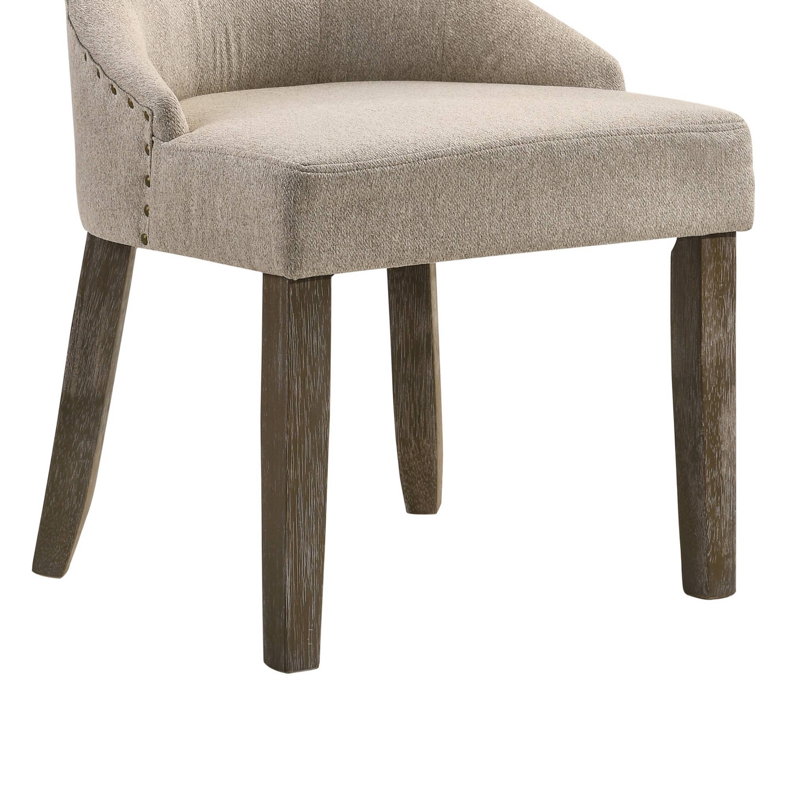 Alt View 3. Manhattan Lane - Wooden Chair with Fabric Upholstered Seating, Set of 2 - Beige and Brown.