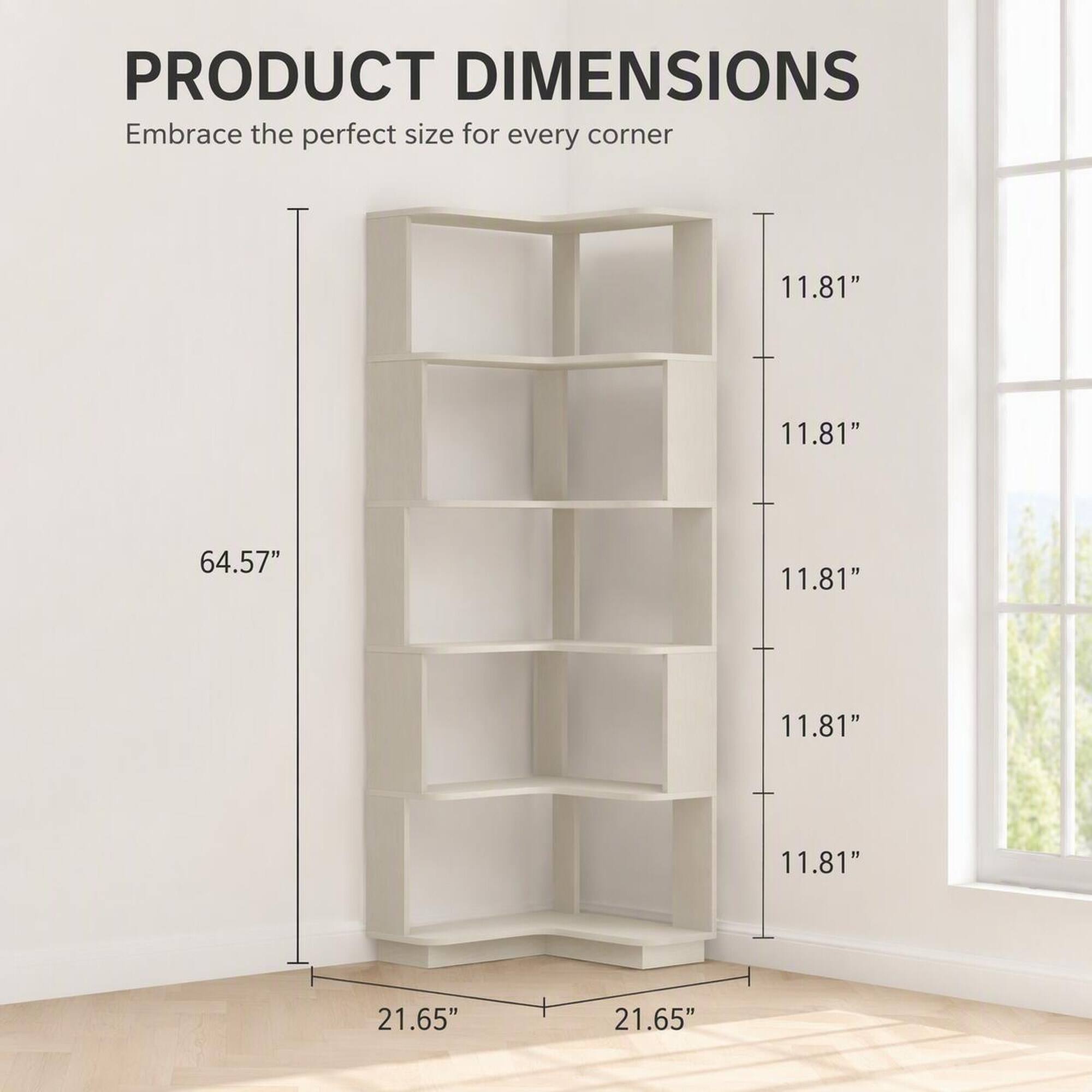 PRODUCT DIMENSIONS  
Embrace the perfect size for every corner

- Height: 64.57"
- Width: 21.65"
- Depth: 11.81"