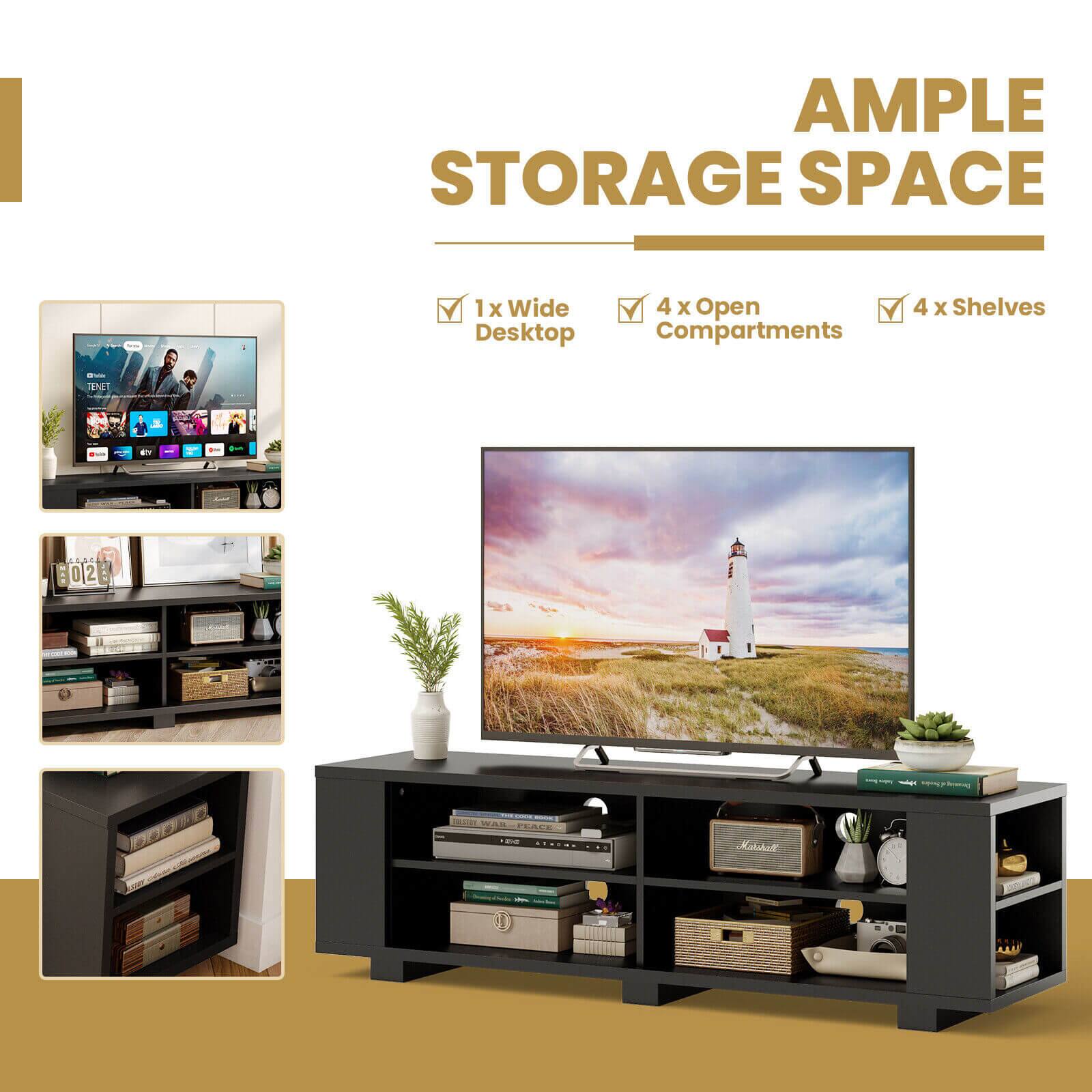 AMPLE STORAGE SPACE : 1x Wide Desktop, 4 x Open Compartments, 4 x Shelves
