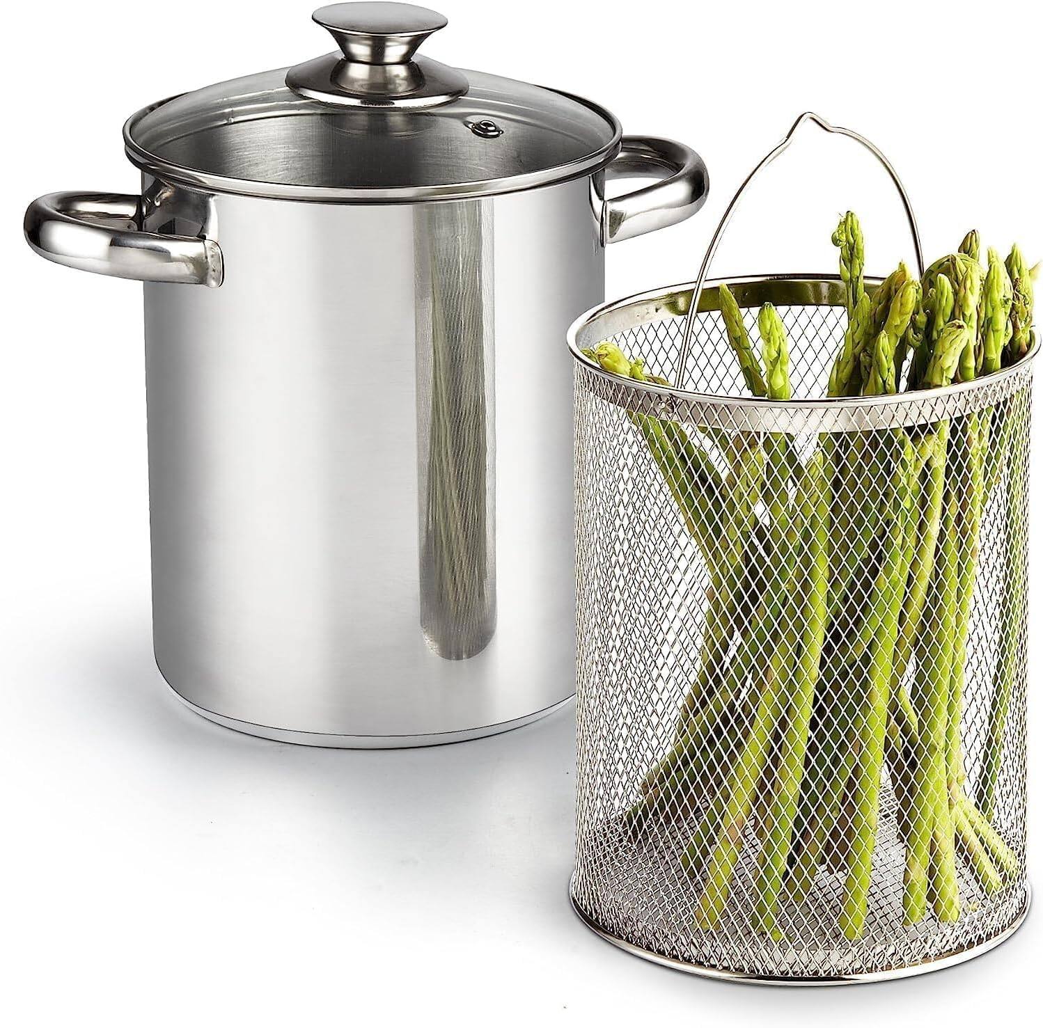 Alt View 2. Cook N Home - Basics 4Qt S/S Deep Fryer Pot with Oil Drip Drainer Rack,Glass Lid,suitable for Japanese Tempura,French Fries, Chicken - stainless steel.