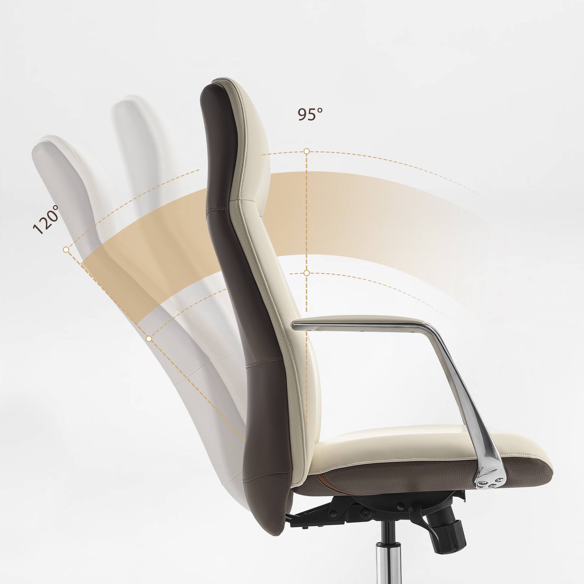 Alt View 3. Eureka Ergonomic - Ergonomic Executive Office Chair with Lumbar Support & High Back Support - Off-white.