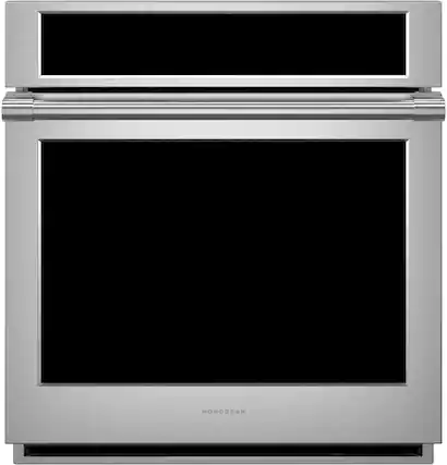 Front. Monogram - Statement 27" Smart BuiltIn Single Electric True European Convection Wall Oven with Scan to Cook Technology - Stainless Steel.