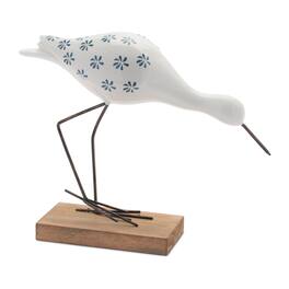 BreeBe - Set of 4 Coastal Sea Bird Figurines on Metal Base - White, Blue